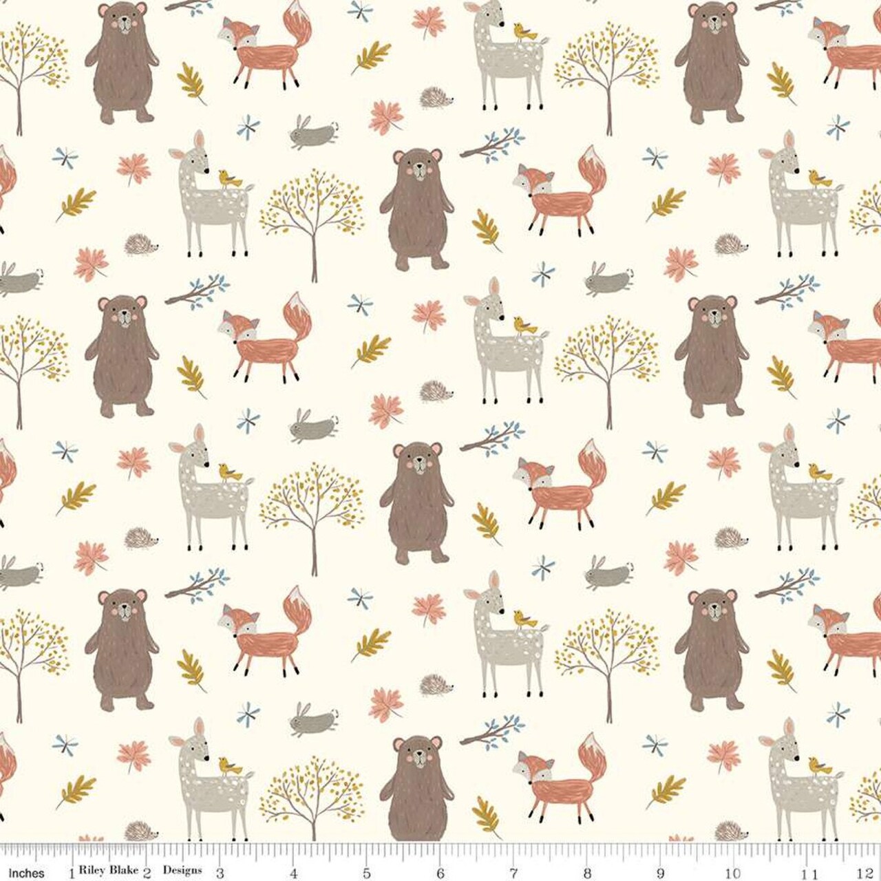 Fabric Riley Blake Cream Woodland Creatures Designer Flannel by the Quarter Yard F16023-CREAM